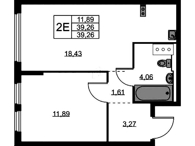 1-комнатная квартира 39.26 м², 5/11 эт., ЖК «Новое Колпино»
